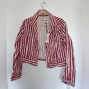 NEW Red and White Denim Jacket